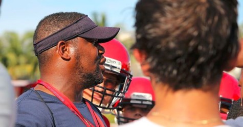 Coach Hill(1st yr) has a prep talk with his boys.