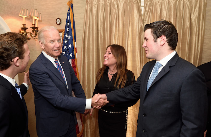 Brothers Alec (left) and Matt (right) Liebowitz casually spending time with Vice President Joe Biden