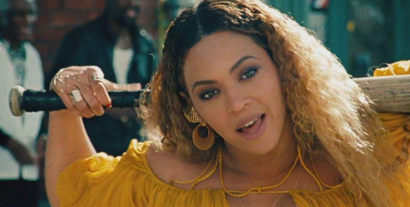 In her visual album, Beyonce takes a baseball bat and destroys several cars to the song Hold Up, angrily singing about Jay Zs supposed infidelities.