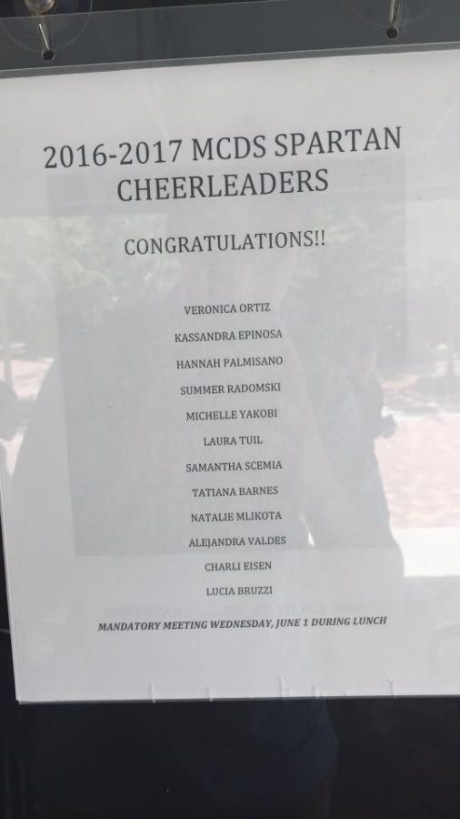 2016-2017 Spartan Cheerleaders Announced