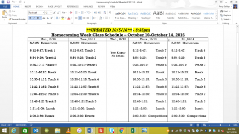 The updated updated Homecoming schedule!