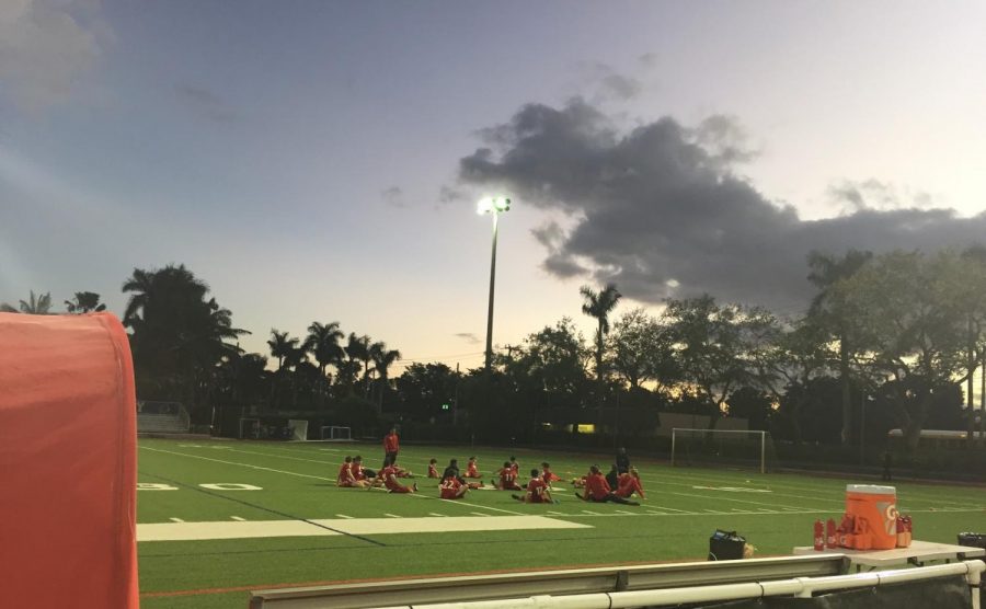 Stretching before game against Divine Savior