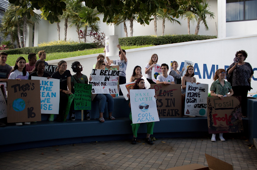 Student protestors striking for climate justice legislation in Miami Beach.