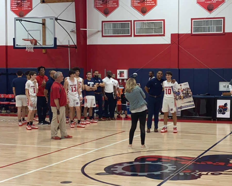 The tradition continues...Morgan W at his basketball Senior Night.