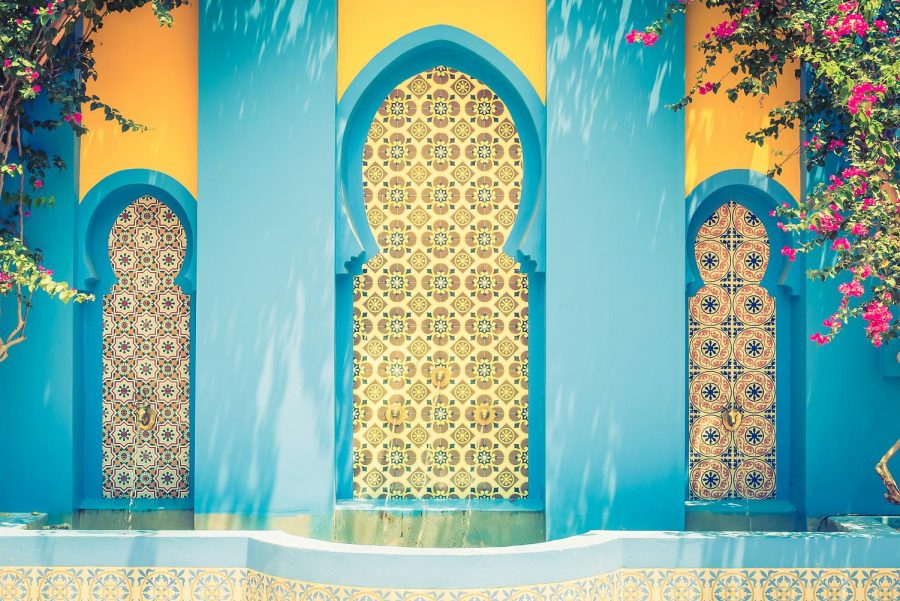 Beauty adorns the cities of Morocco as seen in this fountain in Marrakesh. Background photo created by mrsiraphol.